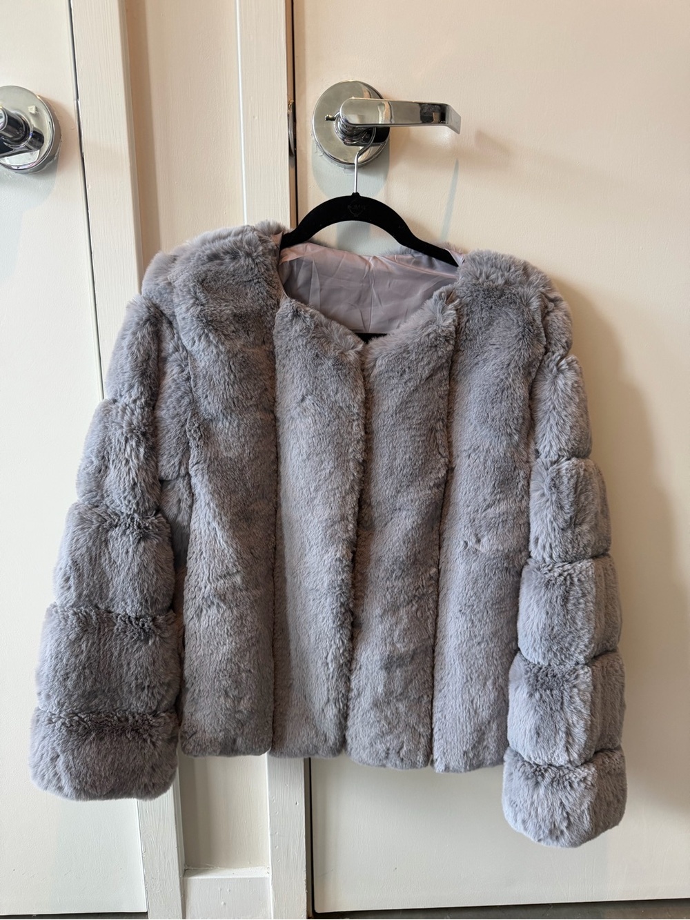 Gray Faux Fur Jacket - Women's Cozy Short Coat